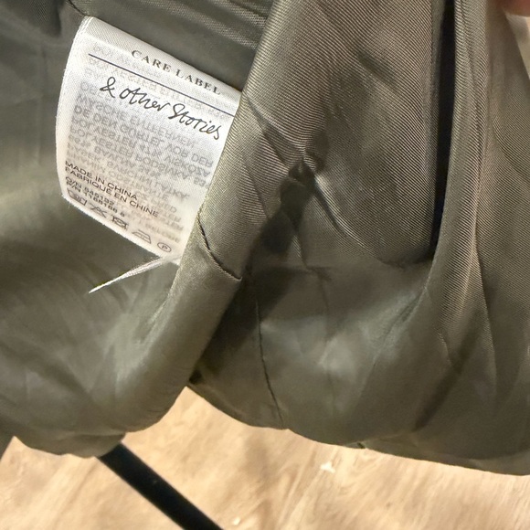 & Other Stories Stockholm Atelier Khaki Olive Green Trench Coat Womens Medium - Picture 6 of 16